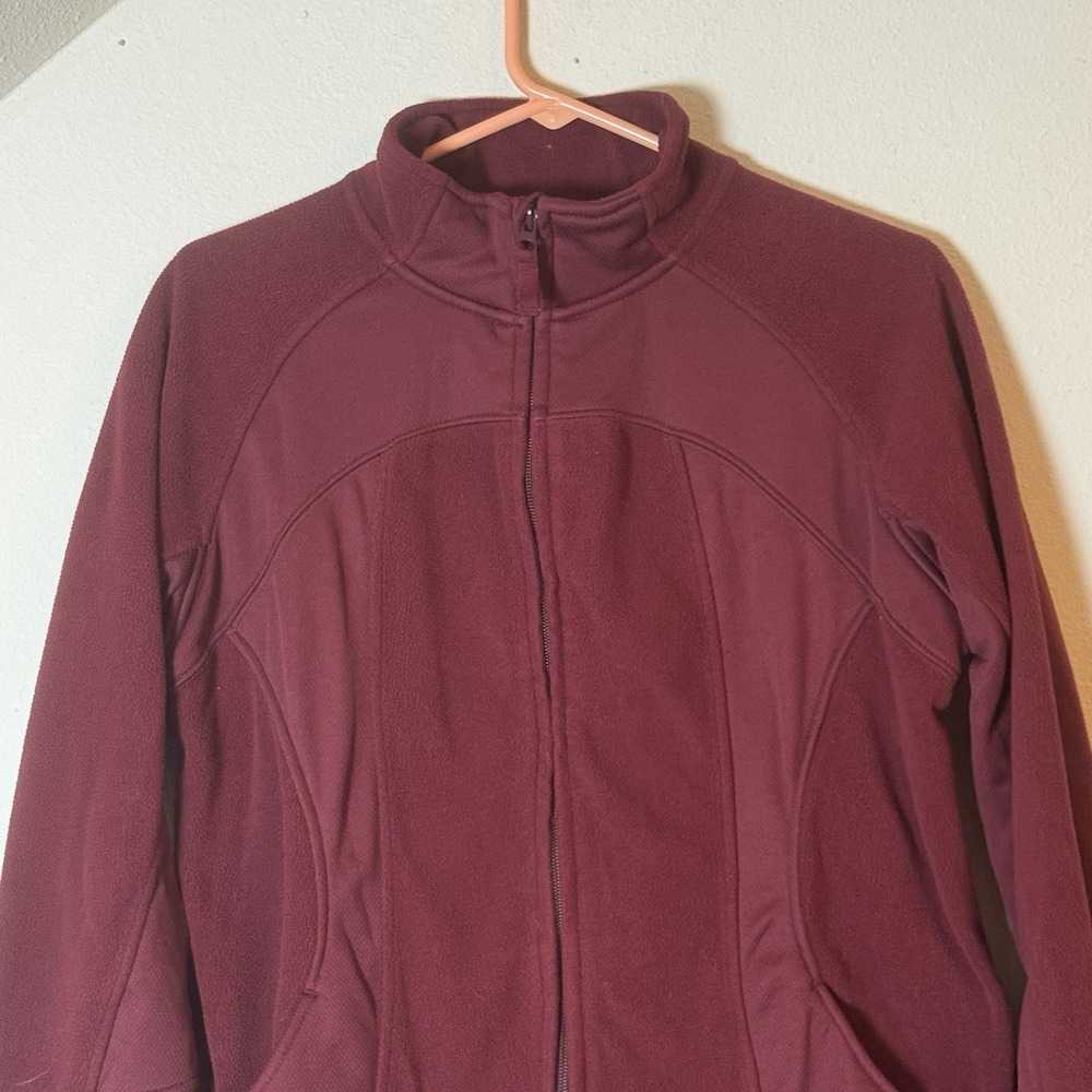 Cabela's Full Zip Fleece Jacket Maroon Outdoor Soft Shell Women's L